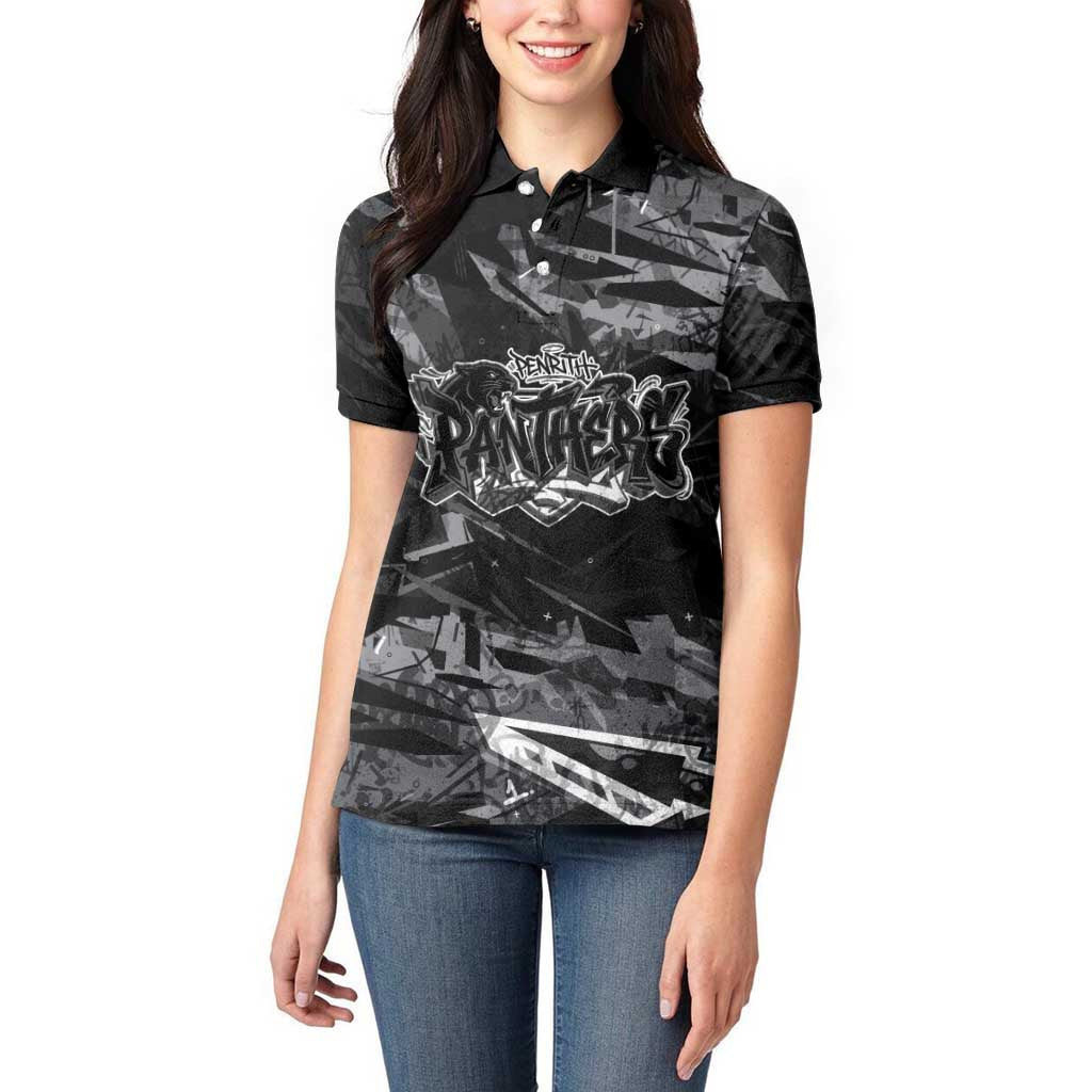 Personalized Penrith Panthers Women Polo Shirt Graffiti Grunge Abstract Urban Street Style Design