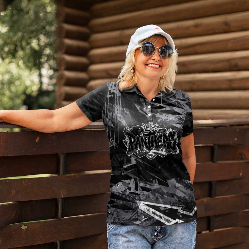 Personalized Penrith Panthers Women Polo Shirt Graffiti Grunge Abstract Urban Street Style Design