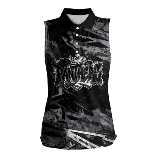 Personalized Penrith Panthers Women Sleeveless Polo Shirt Graffiti Grunge Abstract Urban Street Style Design