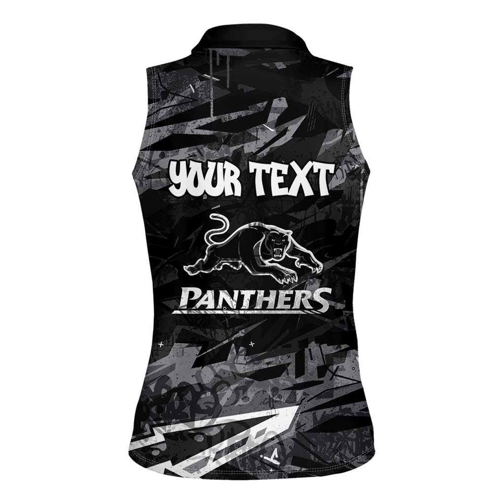 Personalized Penrith Panthers Women Sleeveless Polo Shirt Graffiti Grunge Abstract Urban Street Style Design