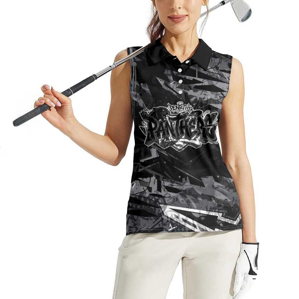 Personalized Penrith Panthers Women Sleeveless Polo Shirt Graffiti Grunge Abstract Urban Street Style Design