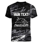 Personalized Penrith Panthers Women V-Neck T-Shirt Graffiti Grunge Abstract Urban Street Style Design