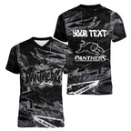 Personalized Penrith Panthers Women V-Neck T-Shirt Graffiti Grunge Abstract Urban Street Style Design
