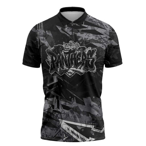 Personalized Penrith Panthers Zipper Polo Shirt Graffiti Grunge Abstract Urban Street Style Design