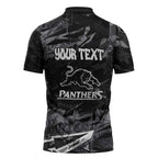Personalized Penrith Panthers Zipper Polo Shirt Graffiti Grunge Abstract Urban Street Style Design
