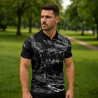 Personalized Penrith Panthers Zipper Polo Shirt Graffiti Grunge Abstract Urban Street Style Design