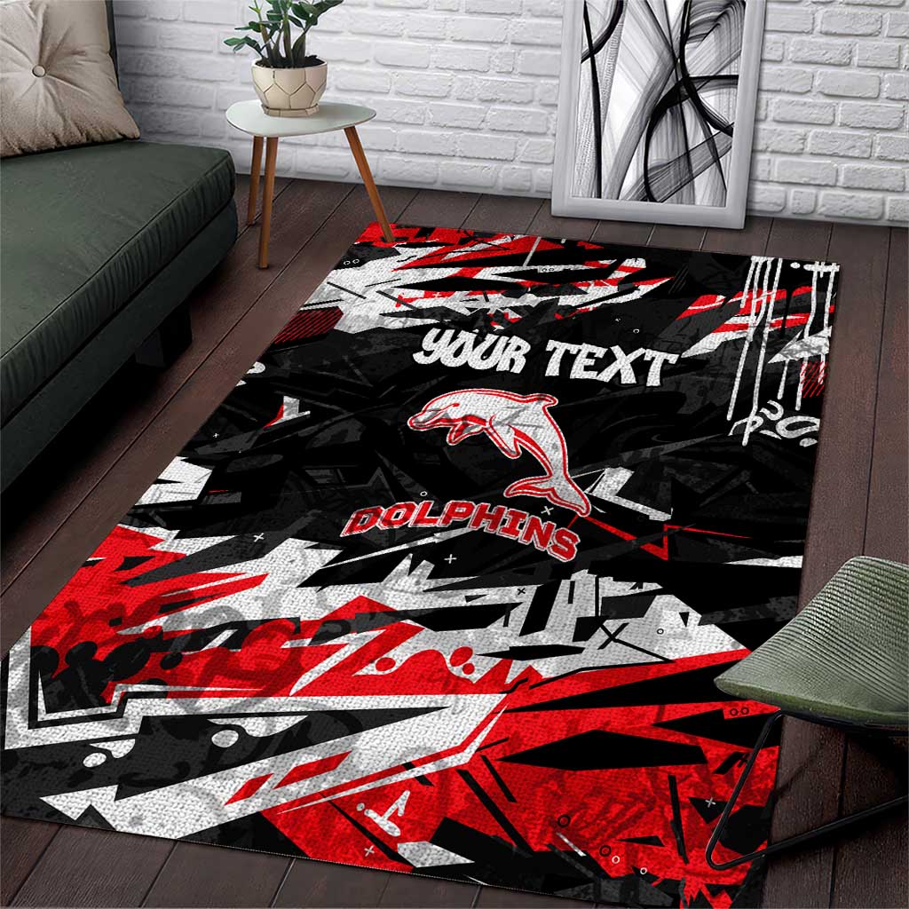 Personalized Dolphins Area Rug Graffiti Grunge Abstract Urban Street Style Design