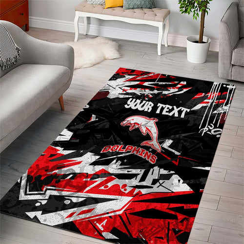 Personalized Dolphins Area Rug Graffiti Grunge Abstract Urban Street Style Design