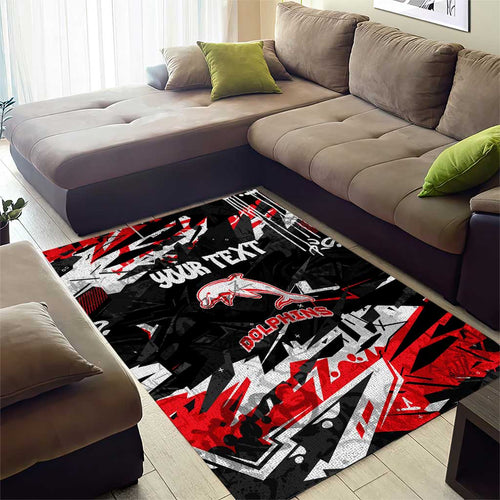 Personalized Dolphins Area Rug Graffiti Grunge Abstract Urban Street Style Design