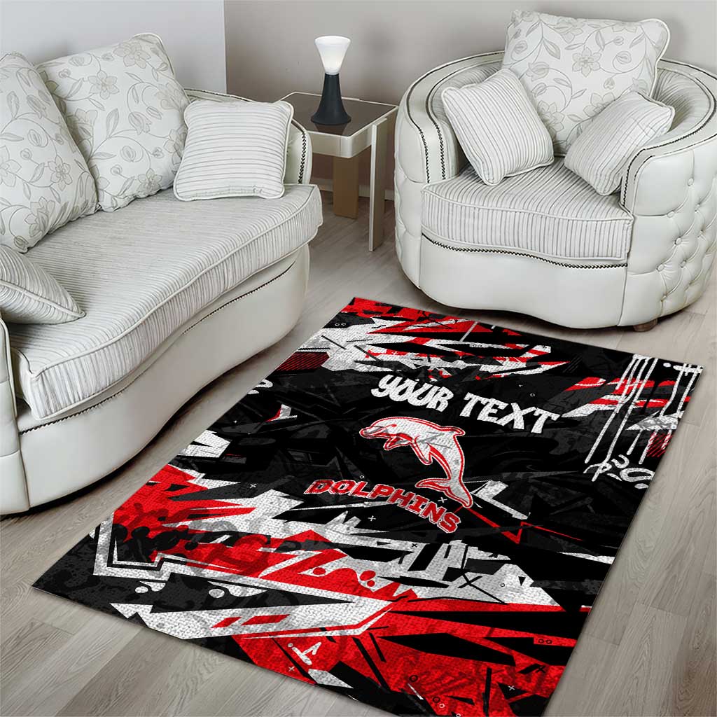 Personalized Dolphins Area Rug Graffiti Grunge Abstract Urban Street Style Design