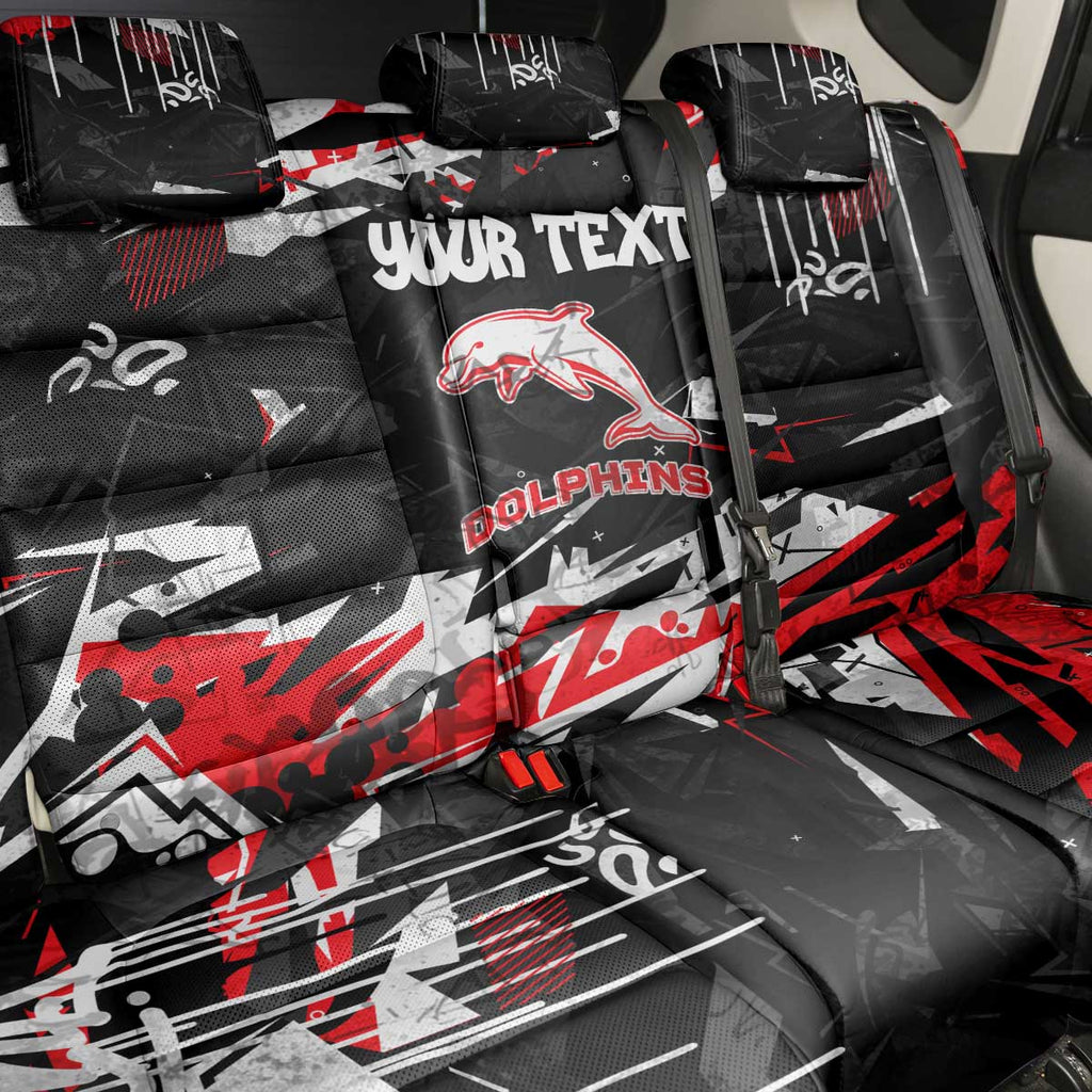 Personalized Dolphins Back Car Seat Cover Graffiti Grunge Abstract Urban Street Style Design