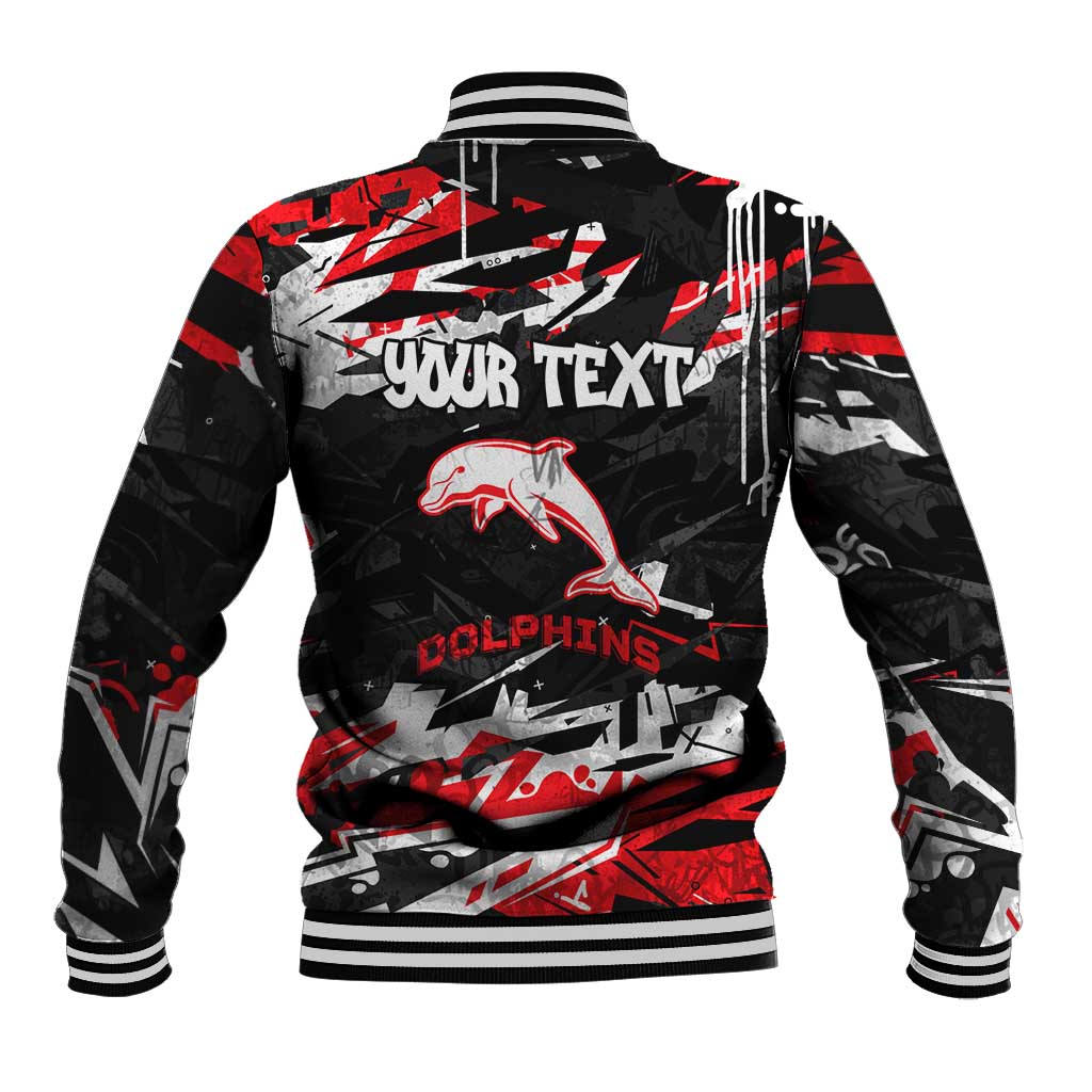 Personalized Dolphins Baseball Jacket Graffiti Grunge Abstract Urban Street Style Design