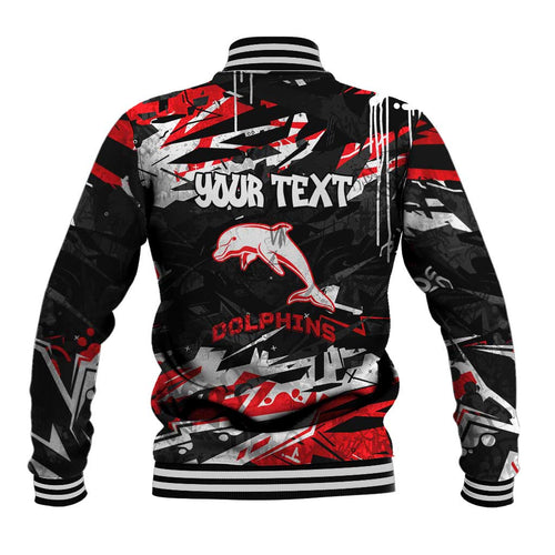 Personalized Dolphins Baseball Jacket Graffiti Grunge Abstract Urban Street Style Design