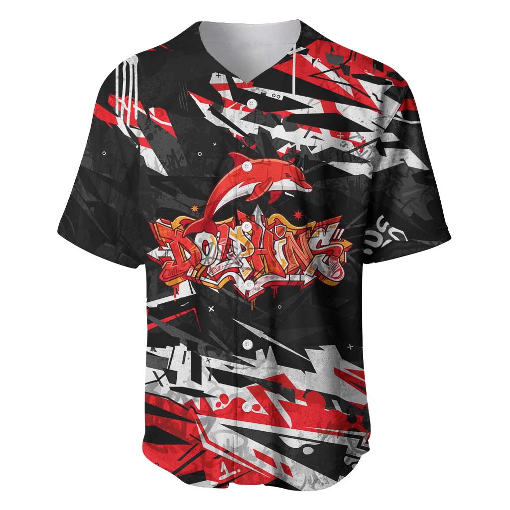 Personalized Dolphins Baseball Jersey Graffiti Grunge Abstract Urban Street Style Design
