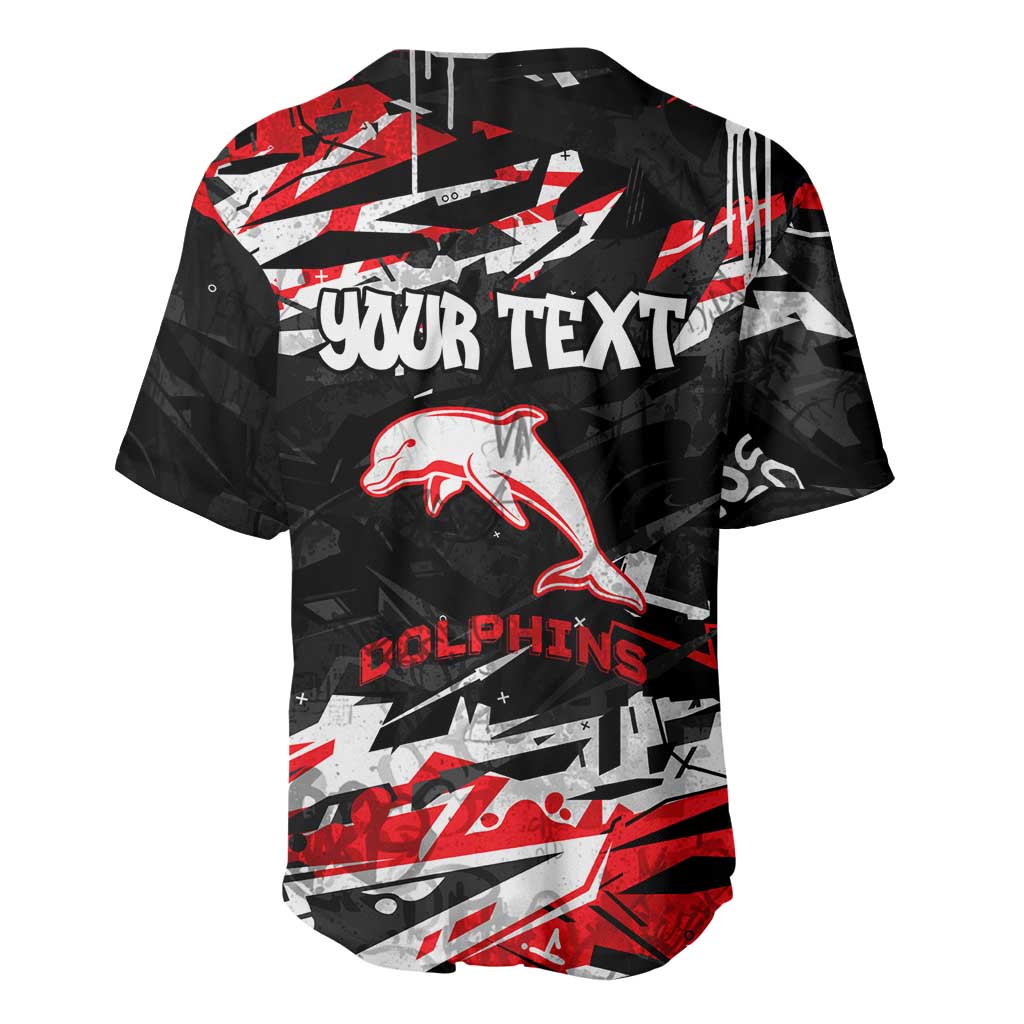 Personalized Dolphins Baseball Jersey Graffiti Grunge Abstract Urban Street Style Design