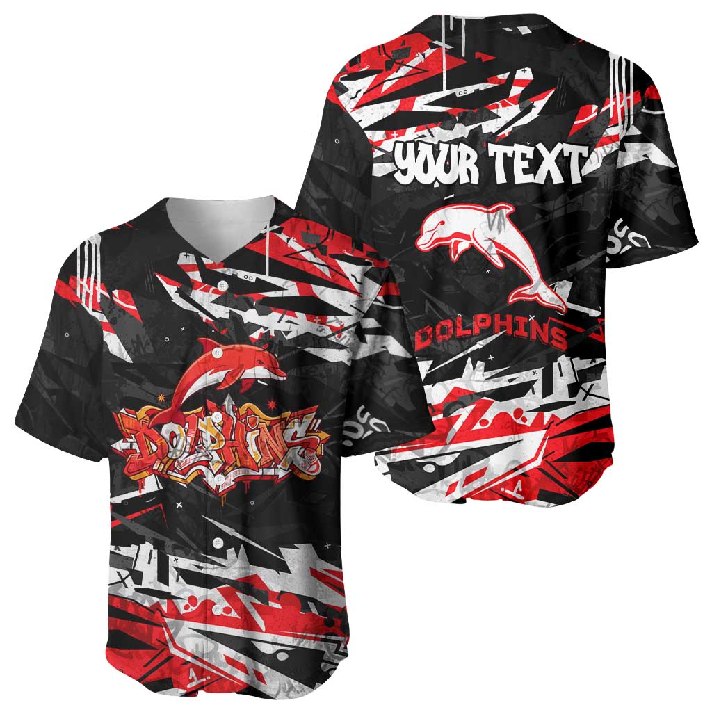 Personalized Dolphins Baseball Jersey Graffiti Grunge Abstract Urban Street Style Design