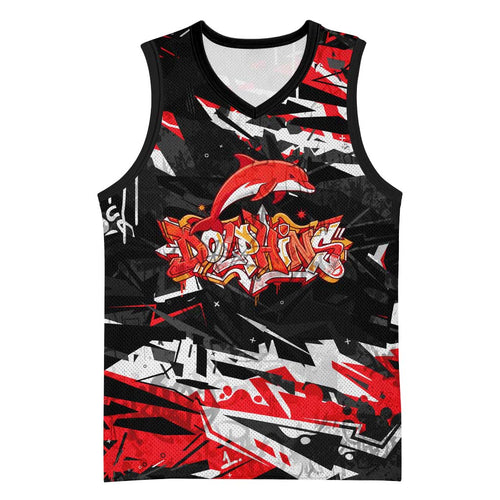 Personalized Dolphins Basketball Jersey Graffiti Grunge Abstract Urban Street Style Design