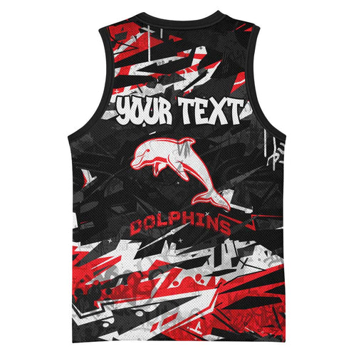 Personalized Dolphins Basketball Jersey Graffiti Grunge Abstract Urban Street Style Design
