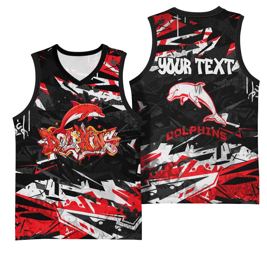 Personalized Dolphins Basketball Jersey Graffiti Grunge Abstract Urban Street Style Design