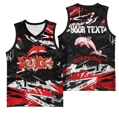 Personalized Dolphins Basketball Jersey Graffiti Grunge Abstract Urban Street Style Design