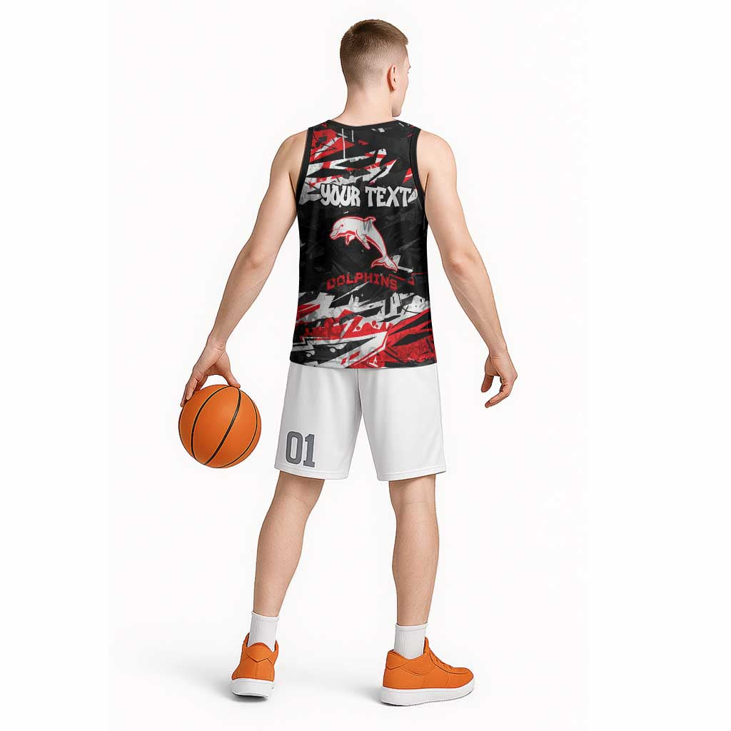 Personalized Dolphins Basketball Jersey Graffiti Grunge Abstract Urban Street Style Design