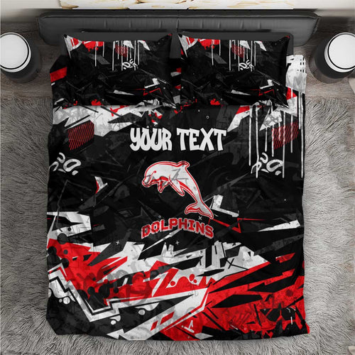 Personalized Dolphins Bedding Set Graffiti Grunge Abstract Urban Street Style Design