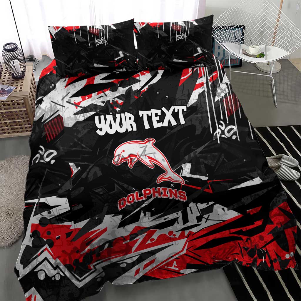 Personalized Dolphins Bedding Set Graffiti Grunge Abstract Urban Street Style Design
