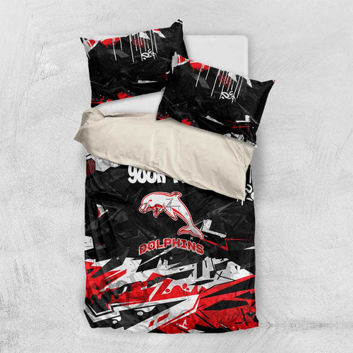 Personalized Dolphins Bedding Set Graffiti Grunge Abstract Urban Street Style Design