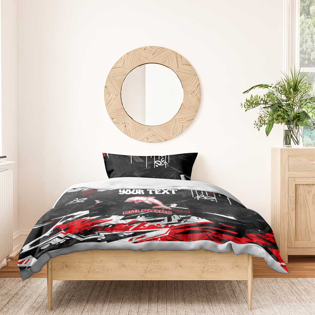 Personalized Dolphins Bedding Set Graffiti Grunge Abstract Urban Street Style Design