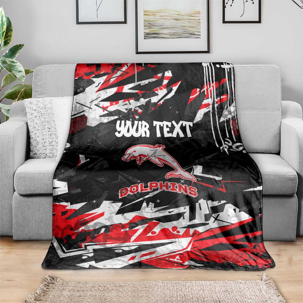 Personalized Dolphins Blanket Graffiti Grunge Abstract Urban Street Style Design