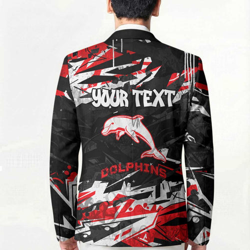 Personalized Dolphins Blazer Graffiti Grunge Abstract Urban Street Style Design