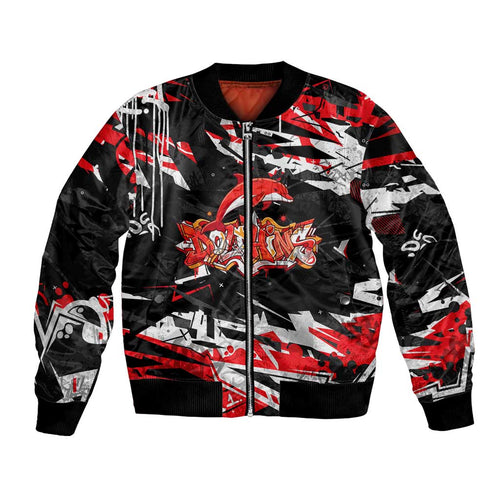Personalized Dolphins Bomber Jacket Graffiti Grunge Abstract Urban Street Style Design