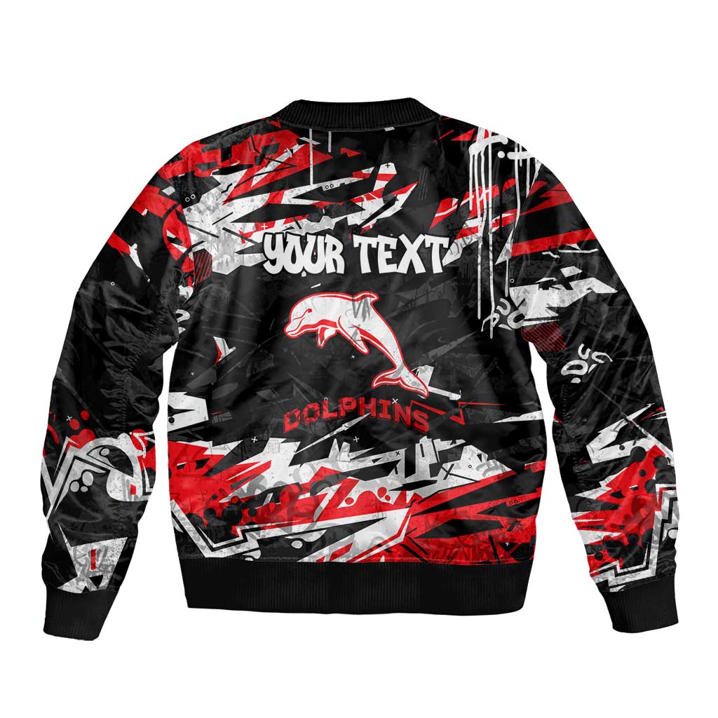 Personalized Dolphins Bomber Jacket Graffiti Grunge Abstract Urban Street Style Design