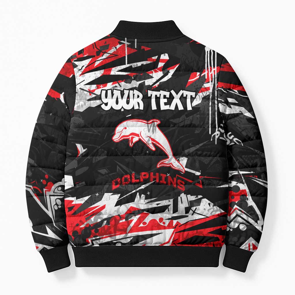Personalized Dolphins Bomber Puffer Jacket Graffiti Grunge Abstract Urban Street Style Design