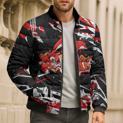 Personalized Dolphins Bomber Puffer Jacket Graffiti Grunge Abstract Urban Street Style Design