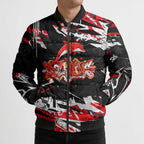 Personalized Dolphins Bomber Puffer Jacket Graffiti Grunge Abstract Urban Street Style Design