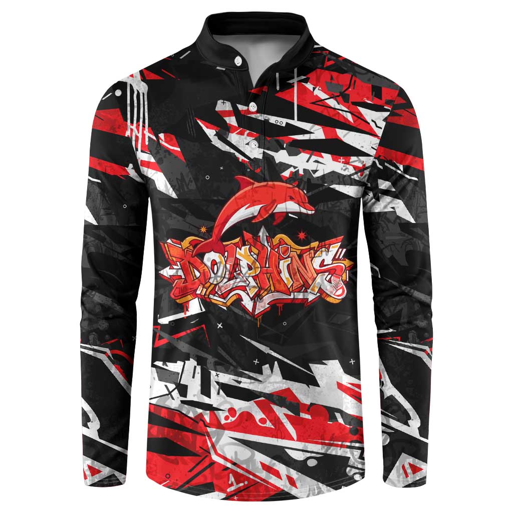 Personalized Dolphins Button Sweatshirt Graffiti Grunge Abstract Urban Street Style Design