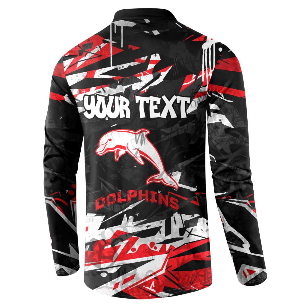 Personalized Dolphins Button Sweatshirt Graffiti Grunge Abstract Urban Street Style Design