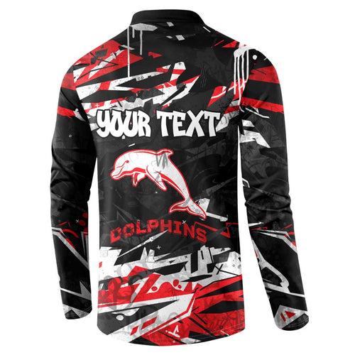 Personalized Dolphins Button Sweatshirt Graffiti Grunge Abstract Urban Street Style Design