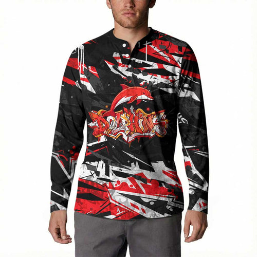 Personalized Dolphins Button Sweatshirt Graffiti Grunge Abstract Urban Street Style Design