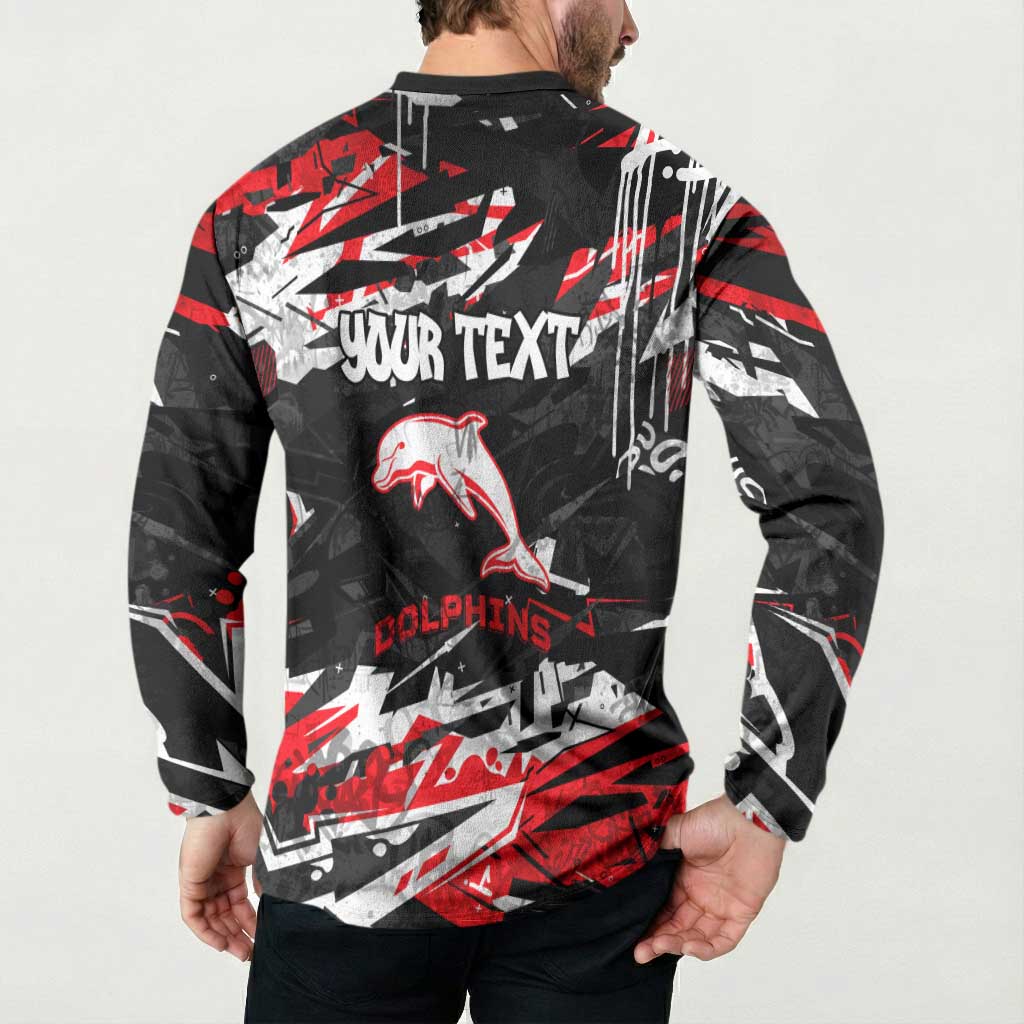 Personalized Dolphins Button Sweatshirt Graffiti Grunge Abstract Urban Street Style Design