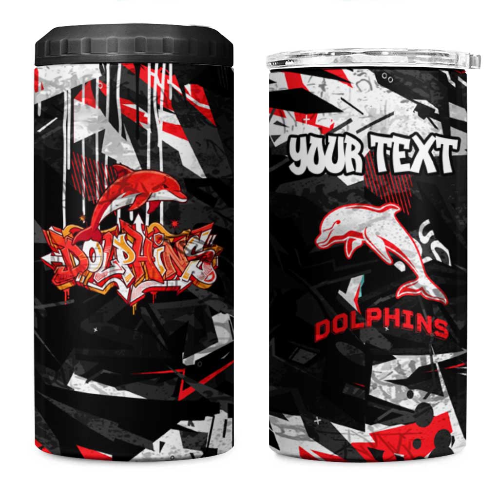 Personalized Dolphins 4 in 1 Can Cooler Tumbler Graffiti Grunge Abstract Urban Street Style Design