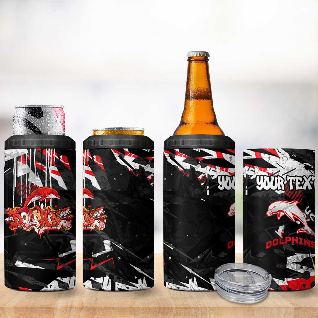 Personalized Dolphins 4 in 1 Can Cooler Tumbler Graffiti Grunge Abstract Urban Street Style Design