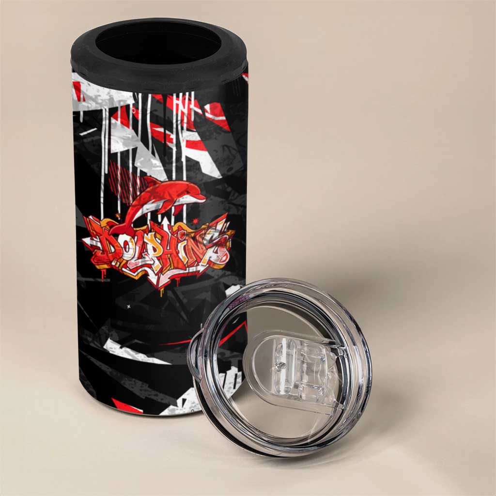 Personalized Dolphins 4 in 1 Can Cooler Tumbler Graffiti Grunge Abstract Urban Street Style Design