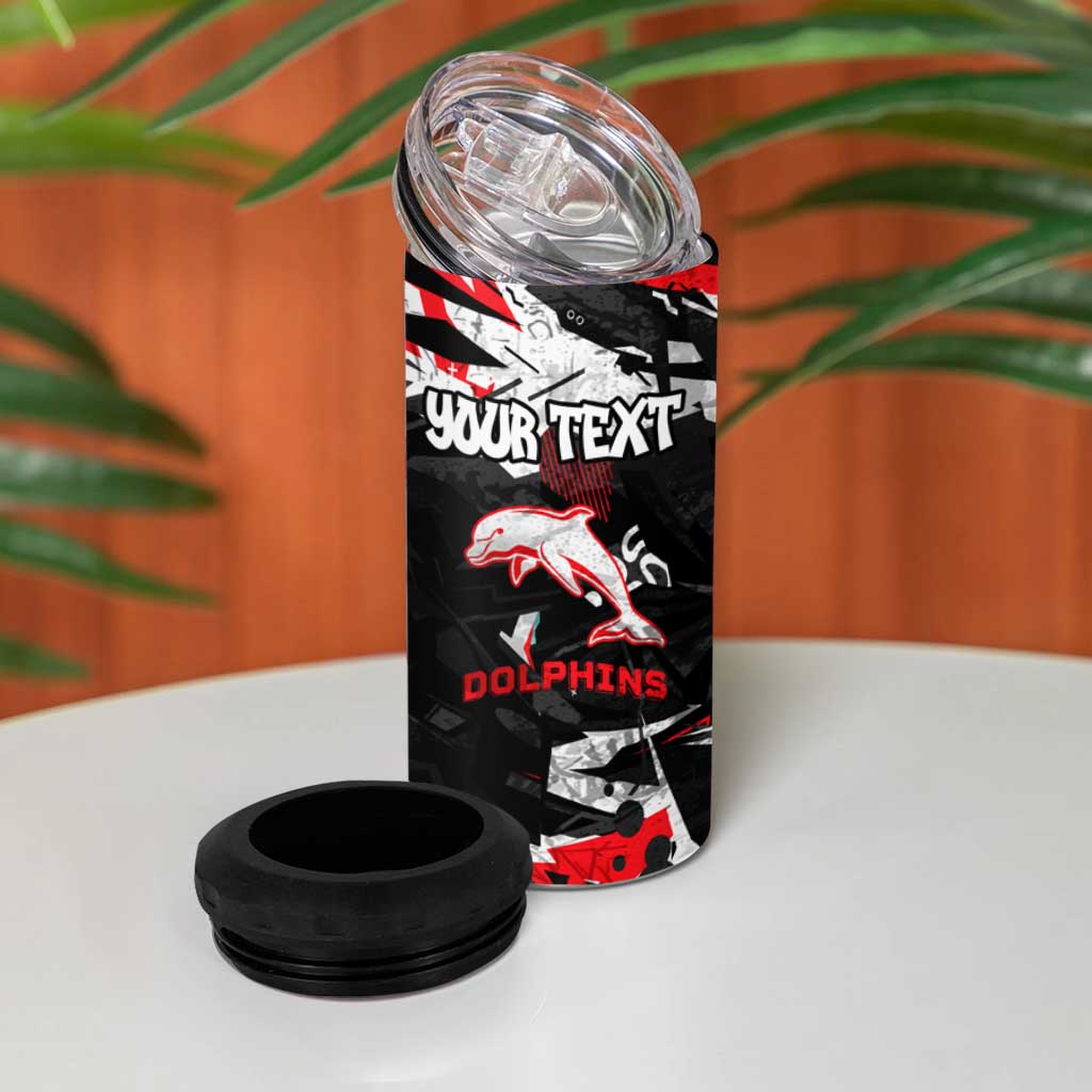 Personalized Dolphins 4 in 1 Can Cooler Tumbler Graffiti Grunge Abstract Urban Street Style Design