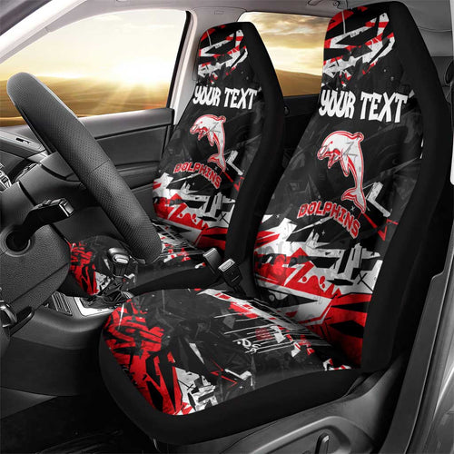 Personalized Dolphins Car Seat Cover Graffiti Grunge Abstract Urban Street Style Design