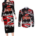 Personalized Dolphins Couples Matching Long Sleeve Bodycon Dress and Long Sleeve Button Shirt Graffiti Grunge Abstract Urban Street Style Design