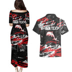 Personalized Dolphins Couples Matching Puletasi and Hawaiian Shirt Graffiti Grunge Abstract Urban Street Style Design