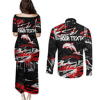 Personalized Dolphins Couples Matching Puletasi and Long Sleeve Button Shirt Graffiti Grunge Abstract Urban Street Style Design