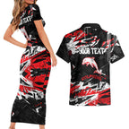 Personalized Dolphins Couples Matching Short Sleeve Bodycon Dress and Hawaiian Shirt Graffiti Grunge Abstract Urban Street Style Design